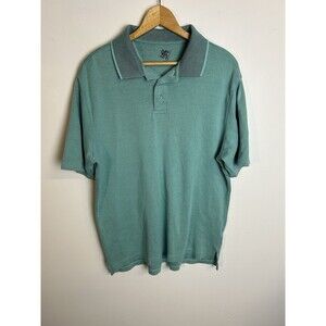 R&R CASUALS short sleeve polo men's size M Blue Teal extremely soft Waffle